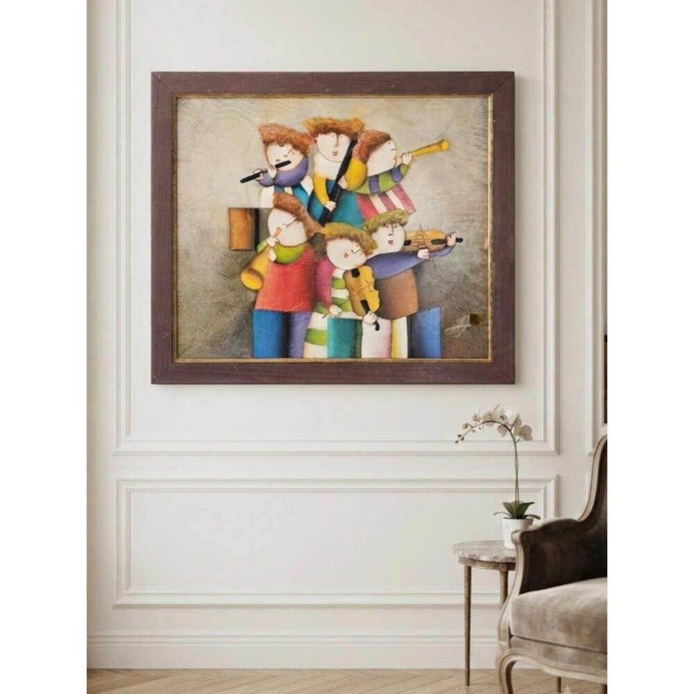 Joyce Roybal Painting Musical Children 27.5" X 23.6"